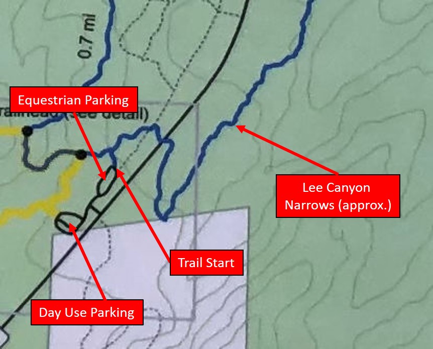 Blue Tree to Lee Canyon Narrows Hiking Map Details
