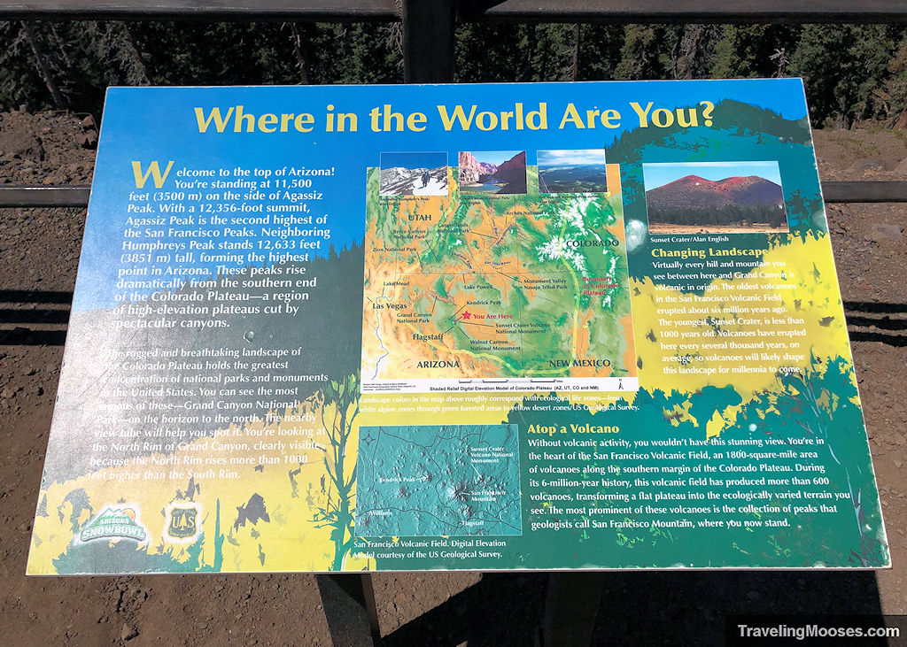 Information board on Snowbowl Arizona Gondola summit