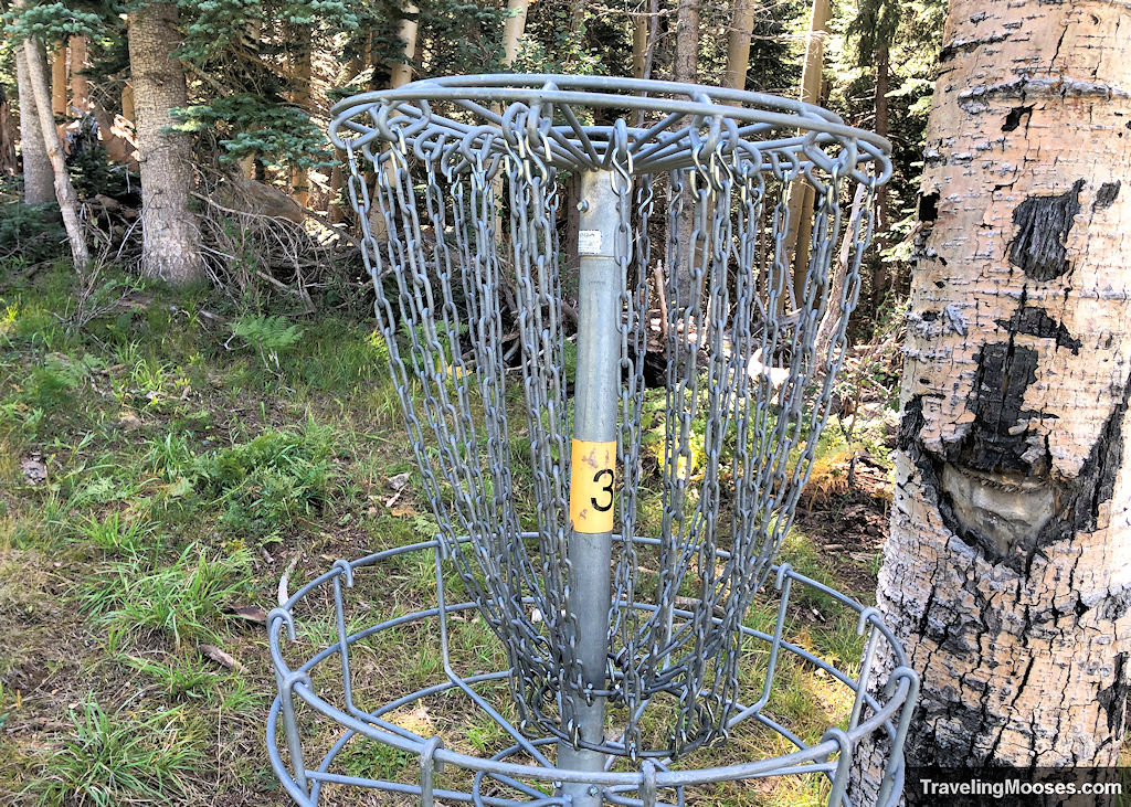 Disc golf Basket with a 3 marker