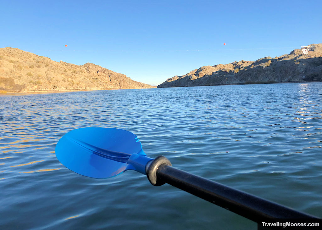 Blue kayak paddle