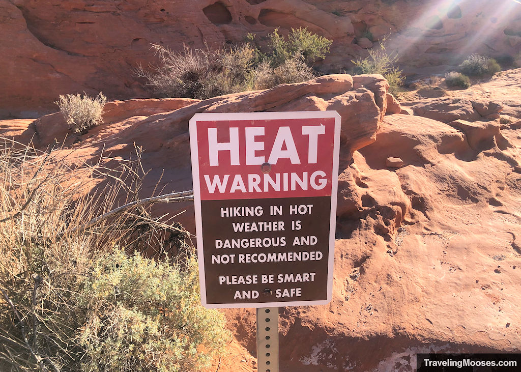 Heat warning sign at Valley of Fire