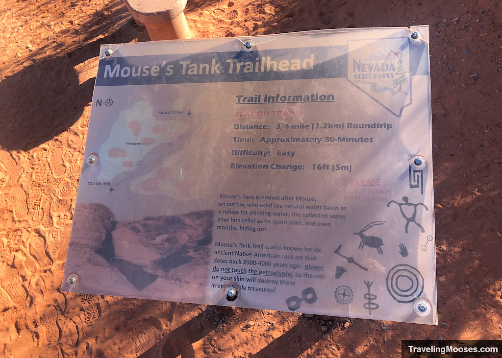 Mouse's Tank trailhead information sign