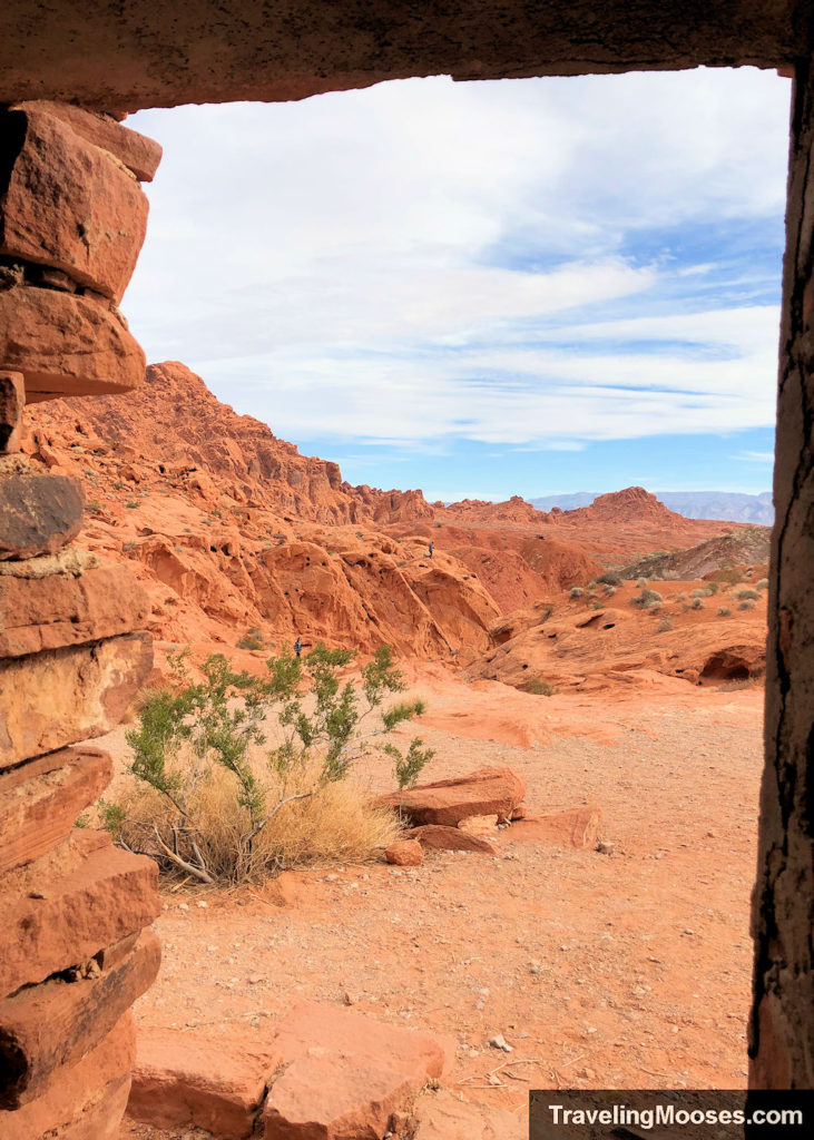 Looking out a window across the desert