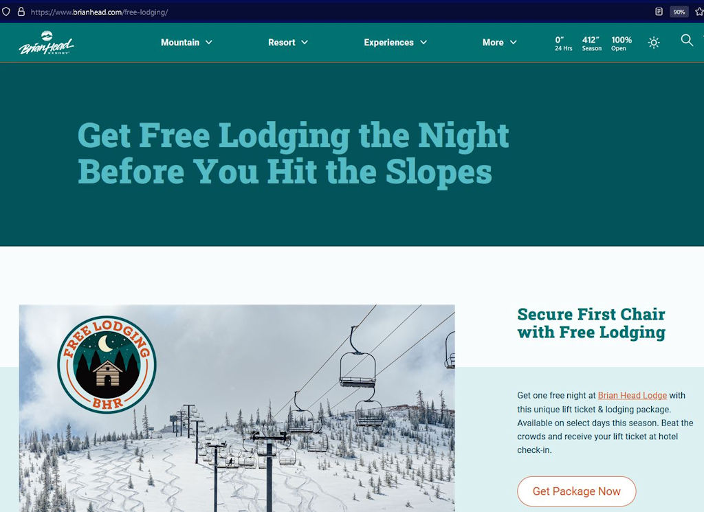 Free lodging at Brian Head Resort