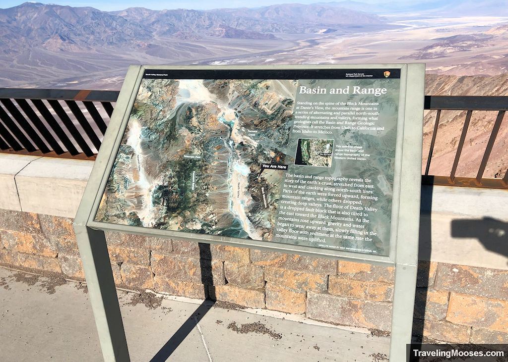 Dante's View Death Valley Information Sign board at the summit