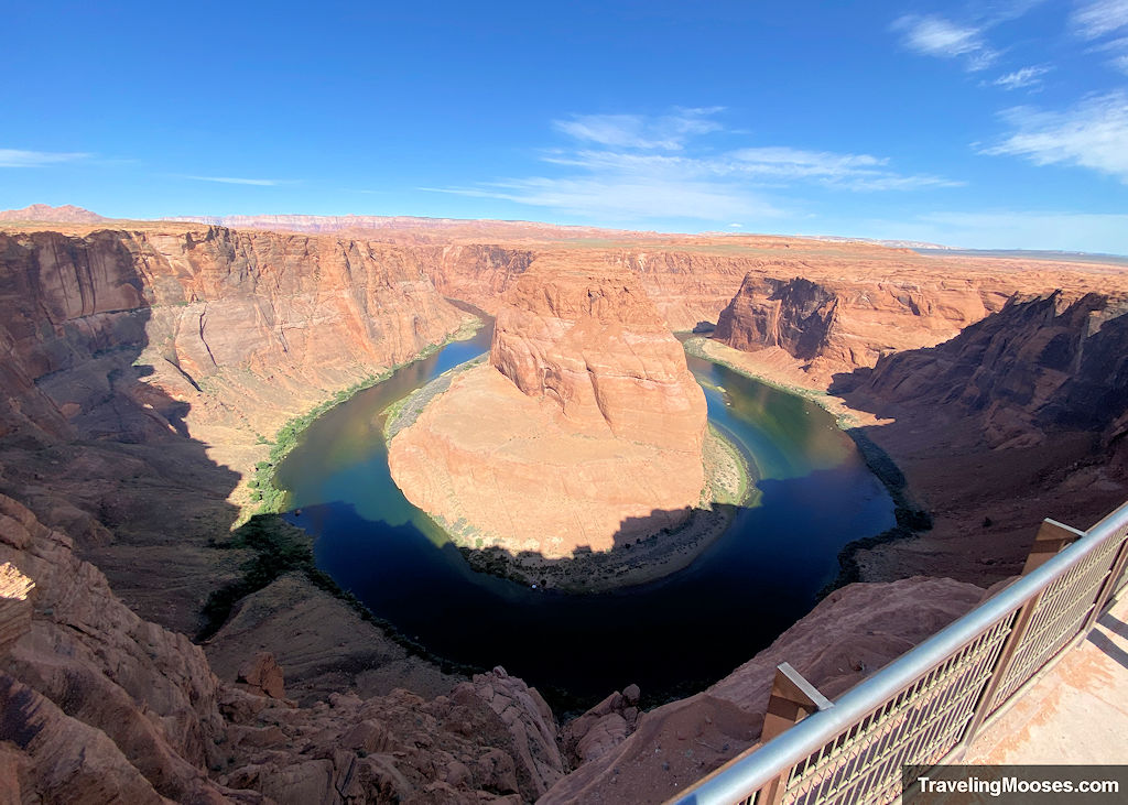 Horseshoe Bend half covered in shadow