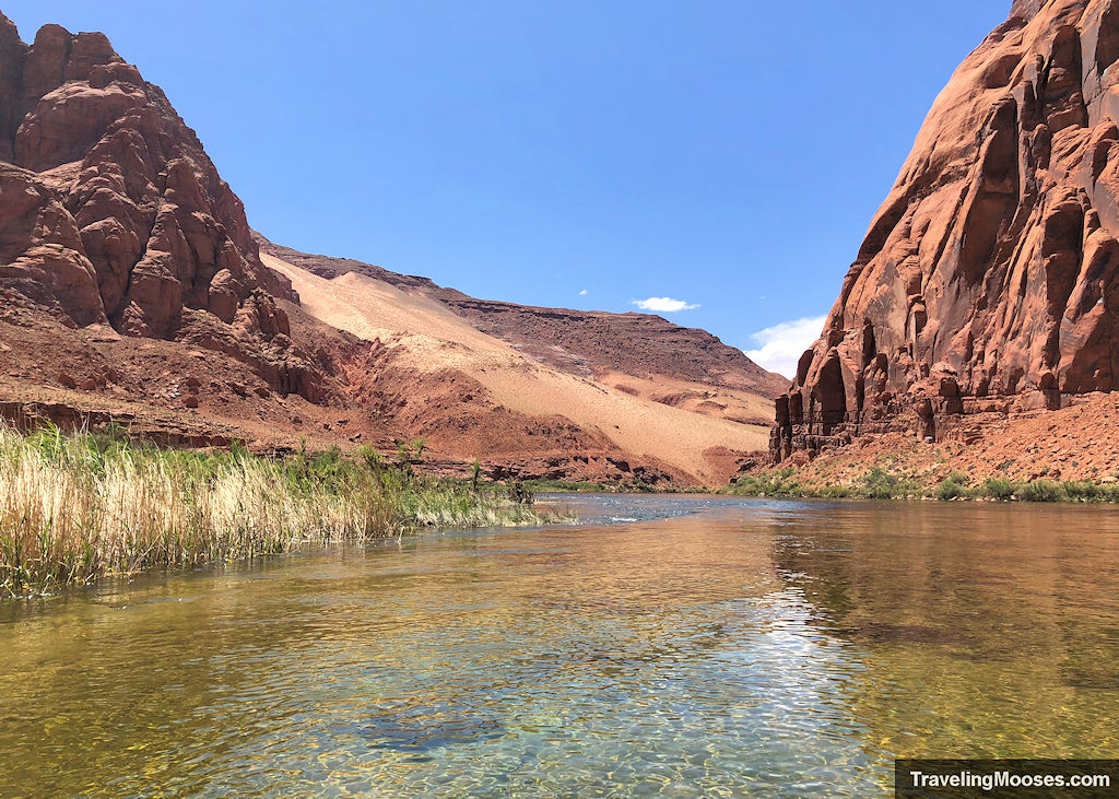 Sand dunes nestled on the canyon walls of Glen Canyon