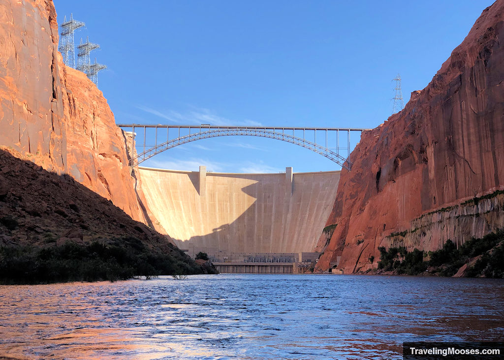 Glen Canyon Dam seen from the Colorado river