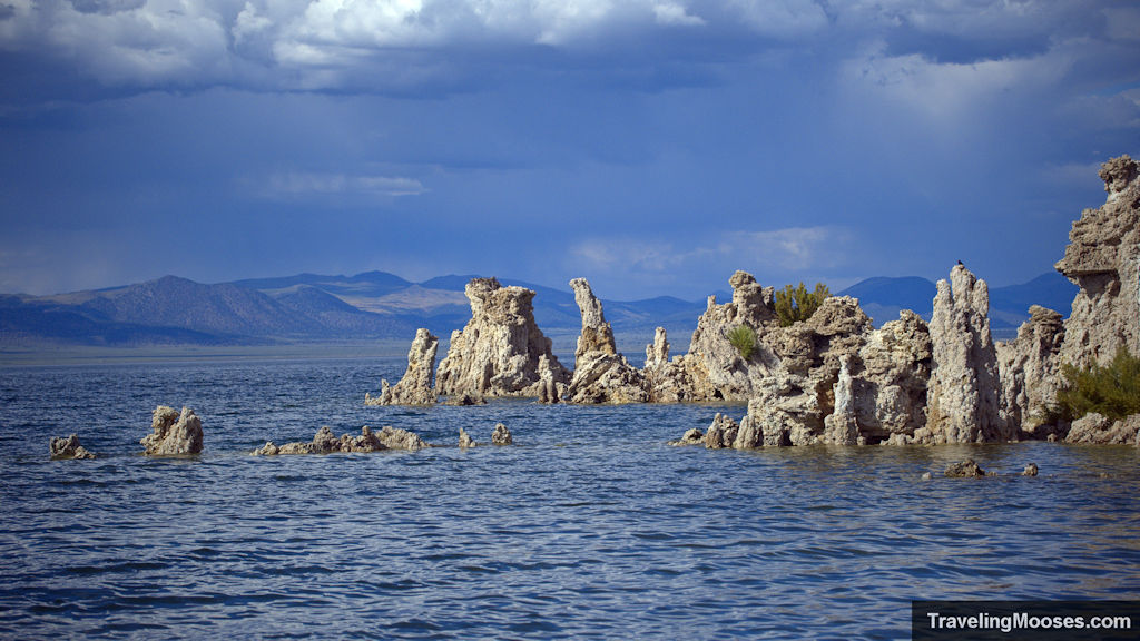 Unique rock structures in the water at  Mono Lake