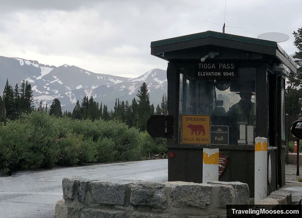 Tioga Pass Entrance Station on a cloudy day