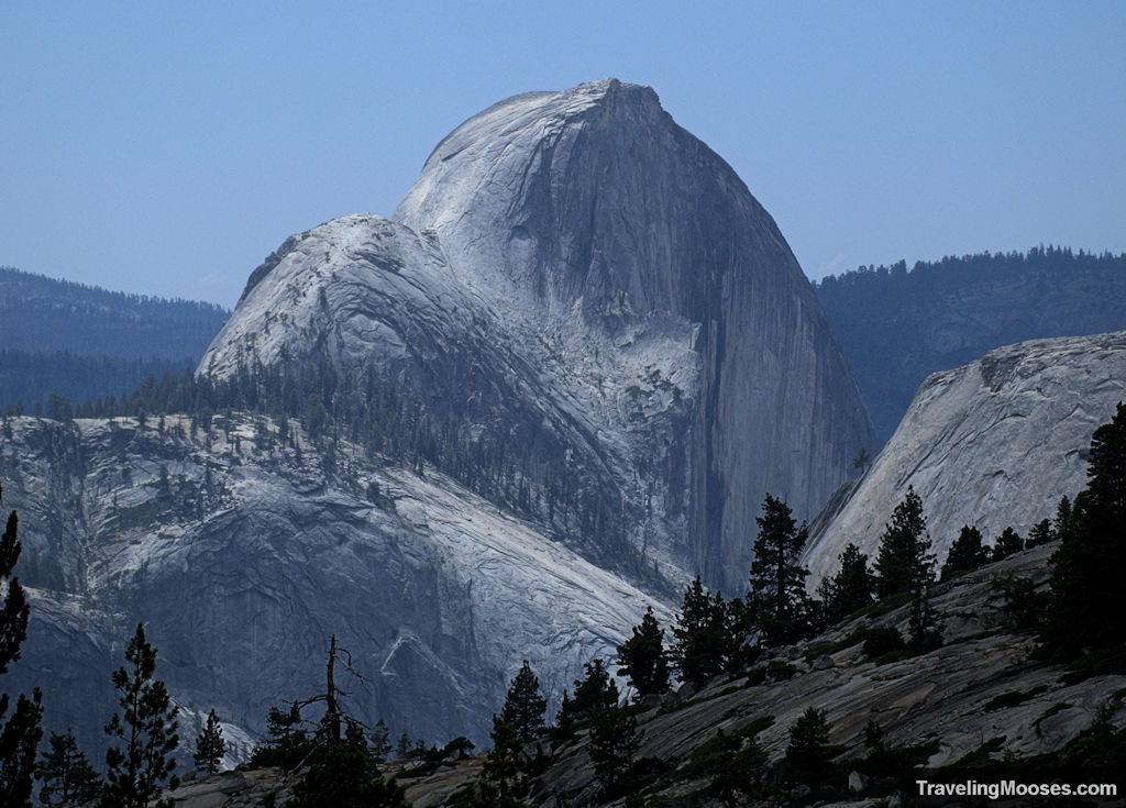 Half Dome on a sunny day seen from Olmsted Point