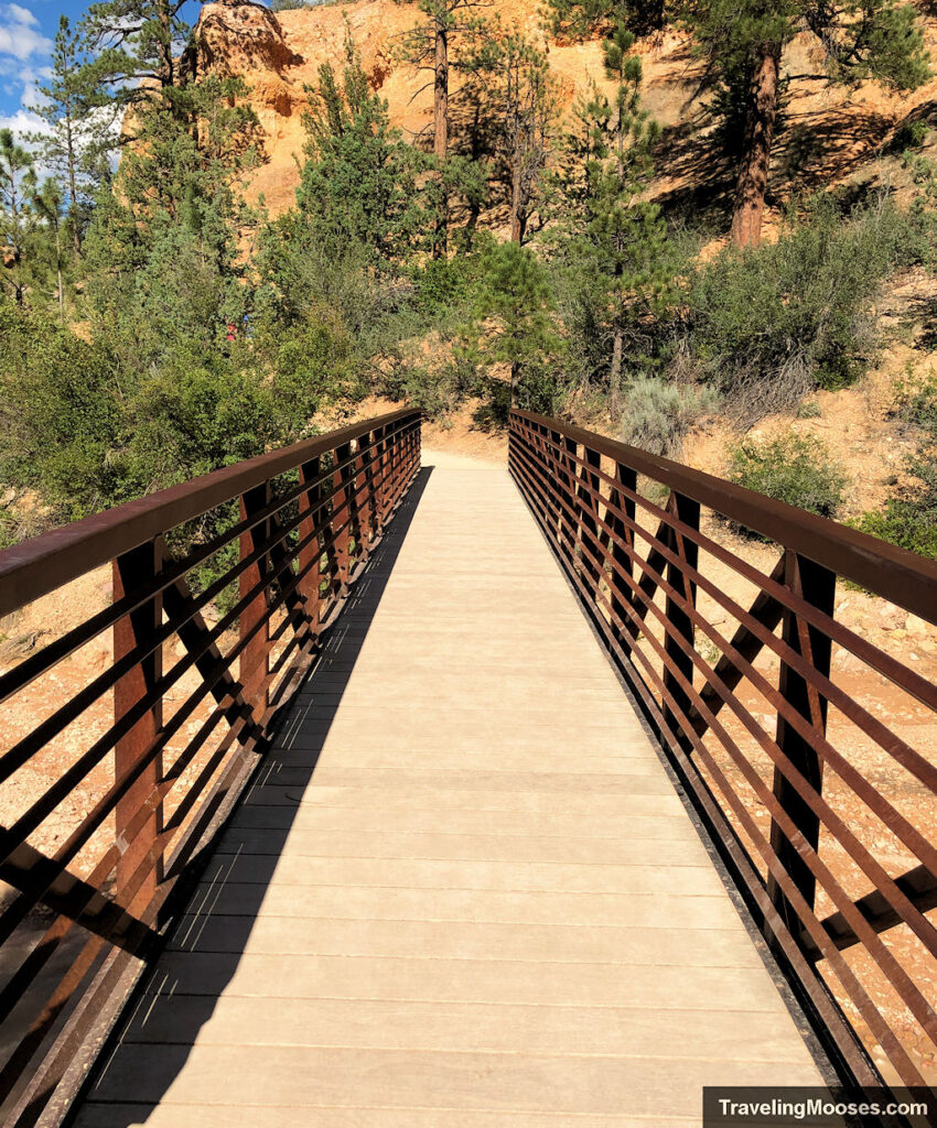 Close up of a bridge crossing a stream