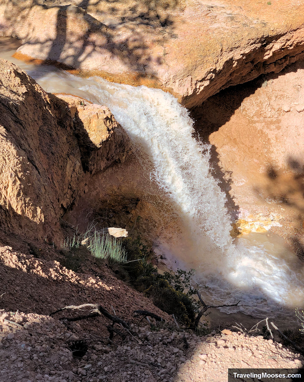 A cascading waterfall flowing through the Tropic Ditch