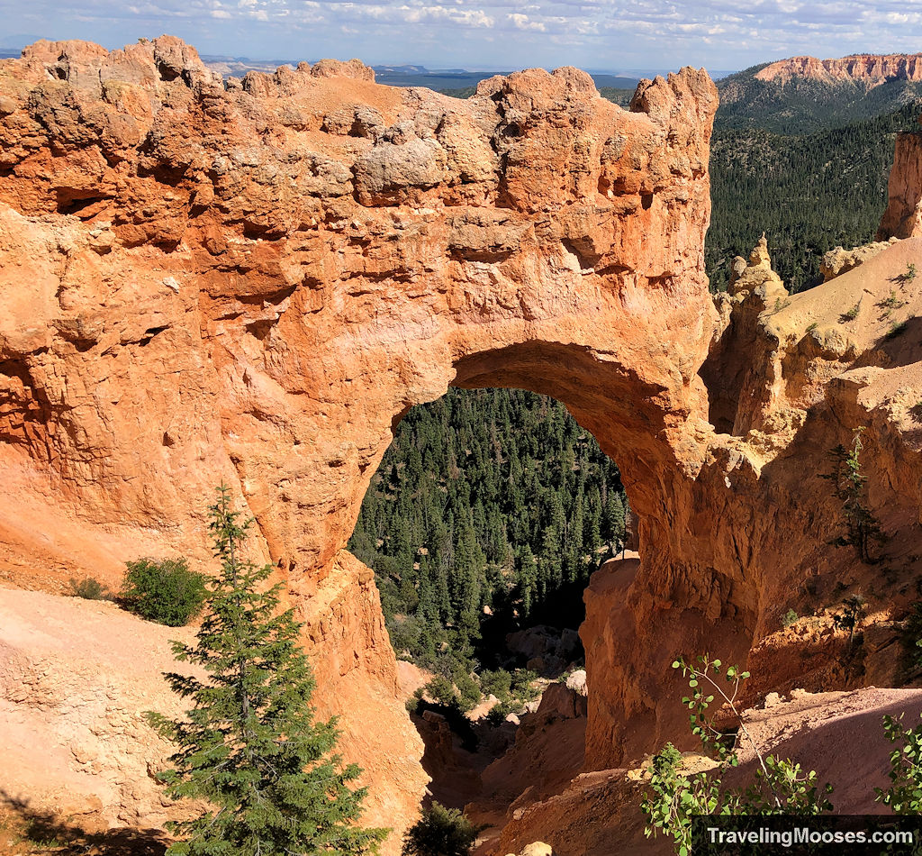 Large natural rock bridge in a stone arch way