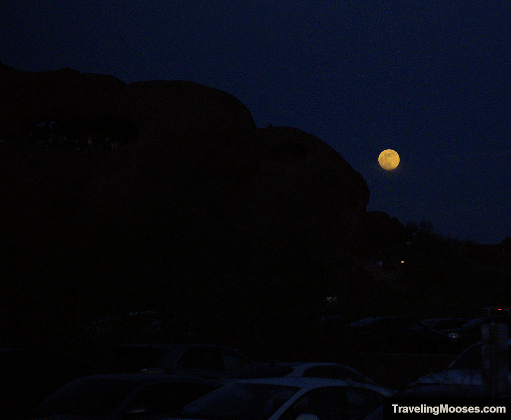 Full moon overlooking the Hole in the Rock at Papago Park