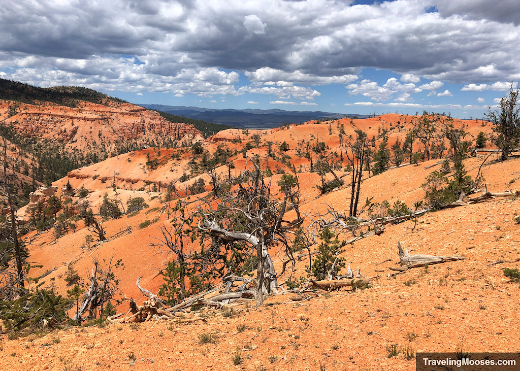 Reddish orange hills sprawling across the landscape