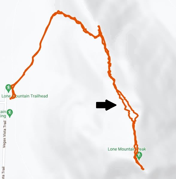 Trail Map for Lone Mountain Peak