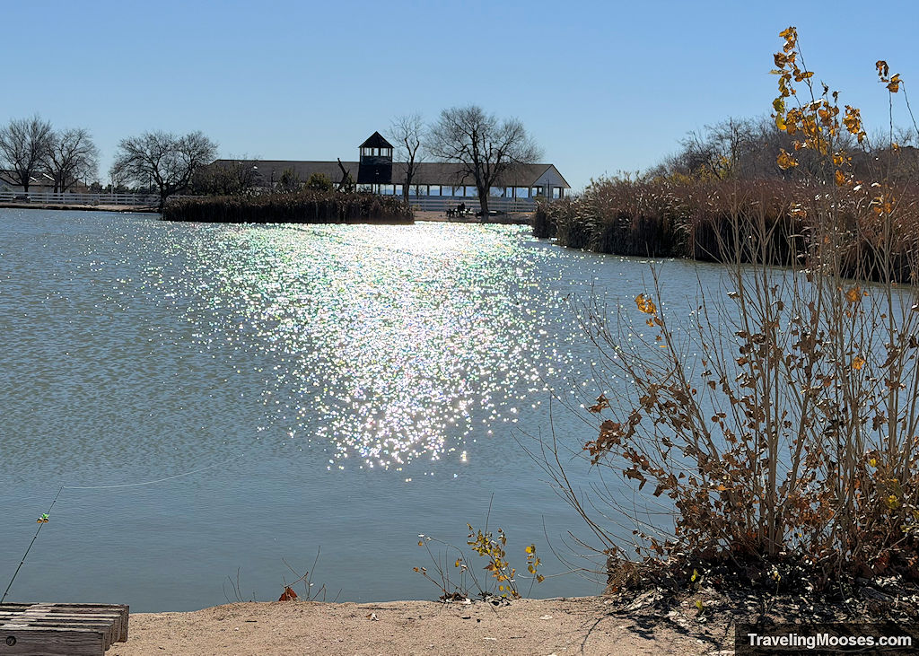 Lake with a building in the distance
